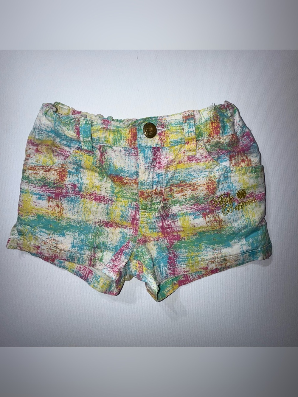 Apple Bottoms Girls 2T Y2K Multicolor Embroidered Heart Pocket Shorts